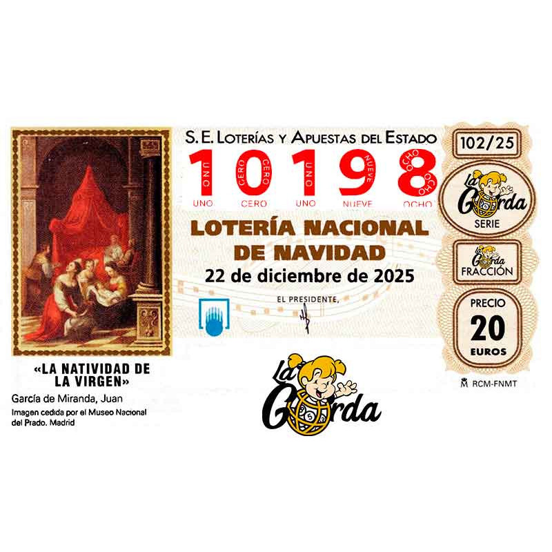 Lotería Navidad La Gorda (ADMON. DE LOTERIA N.º 3 – PALENCIA) – 10198