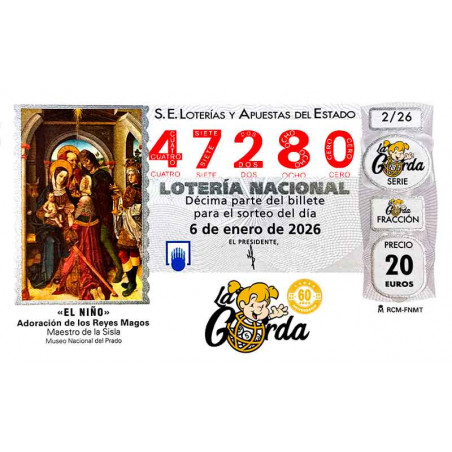 Lotería El Niño La Gorda (ADMON. DE LOTERIA N.º 3 – PALENCIA) – 47280