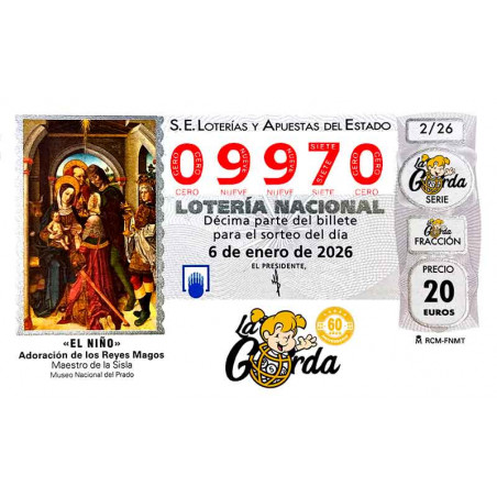 Lotería El Niño La Gorda (ADMON. DE LOTERIA N.º 3 – PALENCIA) – 09970