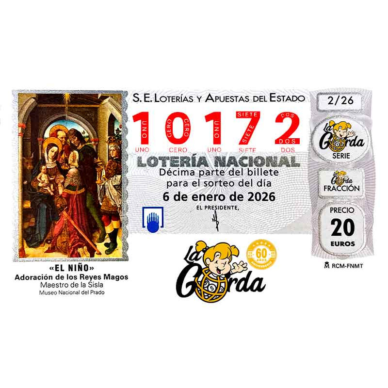 Lotería El Niño La Gorda (ADMON. DE LOTERIA N.º 3 – PALENCIA) – 10172