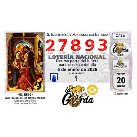 Lotería El Niño La Gorda (ADMON. DE LOTERIA N.º 3 – PALENCIA) – 27893