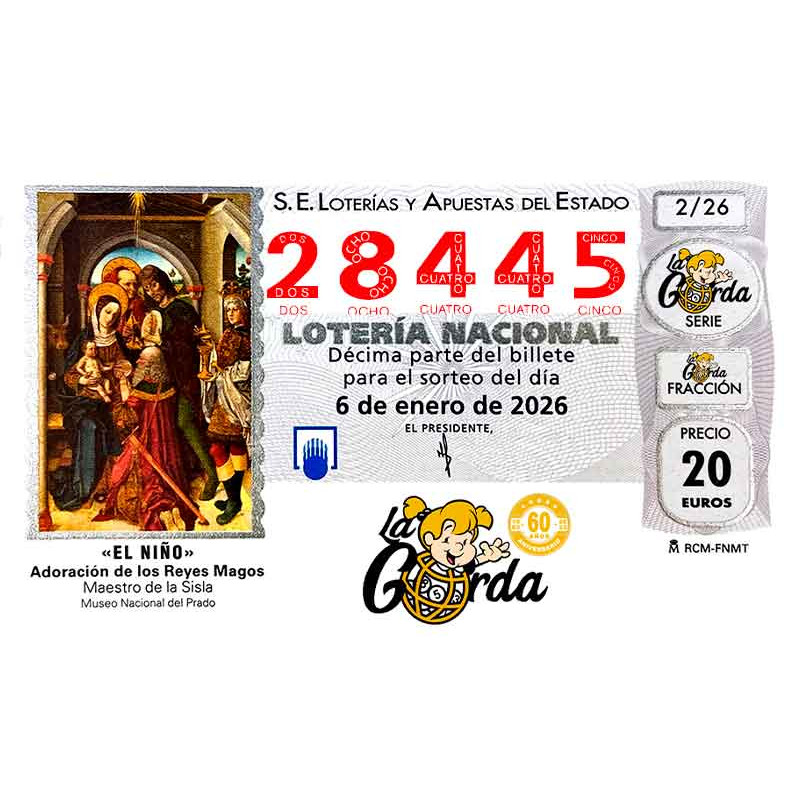 Lotería El Niño La Gorda (ADMON. DE LOTERIA N.º 3 – PALENCIA) – 28445