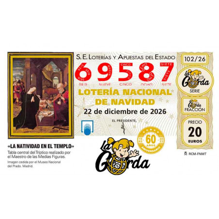 Lotería Navidad La Gorda (ADMON. DE LOTERIA N.º 3 – PALENCIA) – 69587