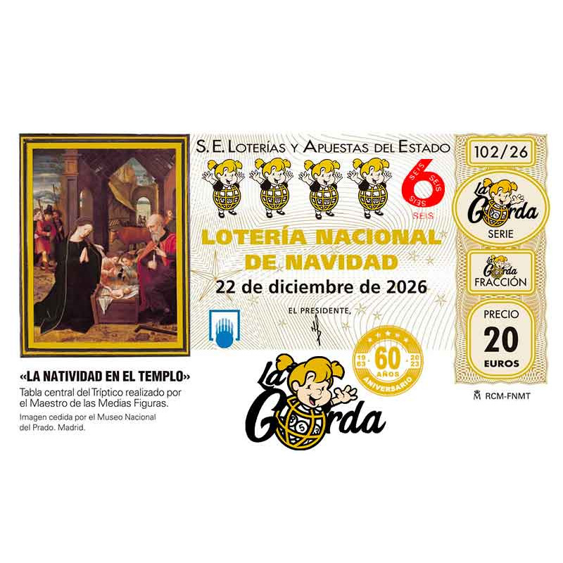 Lotería Navidad La Gorda (PALENCIA) – Escoge La Gorda (Terminación 6)