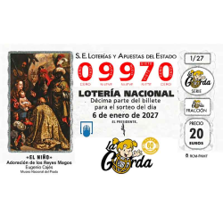 Lotería El Niño La Gorda (ADMON. DE LOTERIA N.º 3 – PALENCIA) – 09970