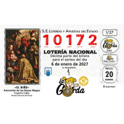 Lotería El Niño La Gorda (ADMON. DE LOTERIA N.º 3 – PALENCIA) – 10172