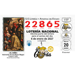 Lotería El Niño La Gorda (ADMON. DE LOTERIA N.º 3 – PALENCIA) – 22865