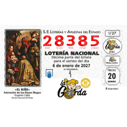 Lotería El Niño La Gorda (ADMON. DE LOTERIA N.º 3 – PALENCIA) – 28385