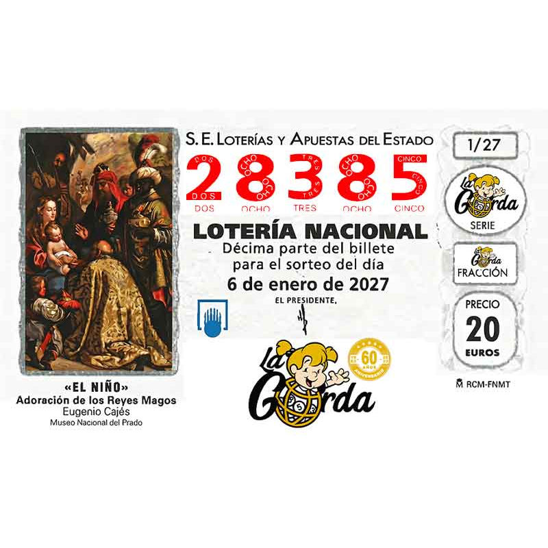 Lotería El Niño La Gorda (ADMON. DE LOTERIA N.º 3 – PALENCIA) – 28385