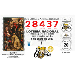 Lotería El Niño La Gorda (ADMON. DE LOTERIA N.º 3 – PALENCIA) – 28437