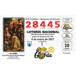 Lotería El Niño La Gorda (ADMON. DE LOTERIA N.º 3 – PALENCIA) – 28445