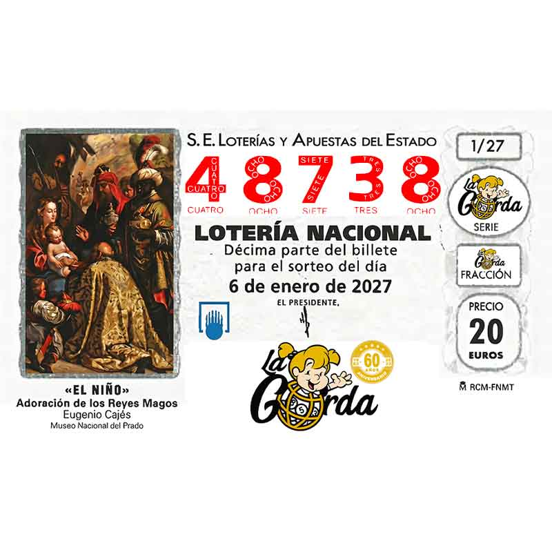 Lotería El Niño La Gorda (ADMON. DE LOTERIA N.º 3 – PALENCIA) – 48738