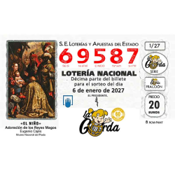 Lotería El Niño La Gorda (ADMON. DE LOTERIA N.º 3 – PALENCIA) – 69587