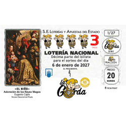 El Niño La Gorda (ADMÓN. DE LOTERIA N.º 3 – PALENCIA)  – Terminación 3